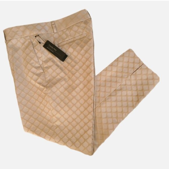 Banana Republic NWT Women Dress Pant 0 Beige Slim Ankle Jacquard Diamond Camden - Picture 1 of 6